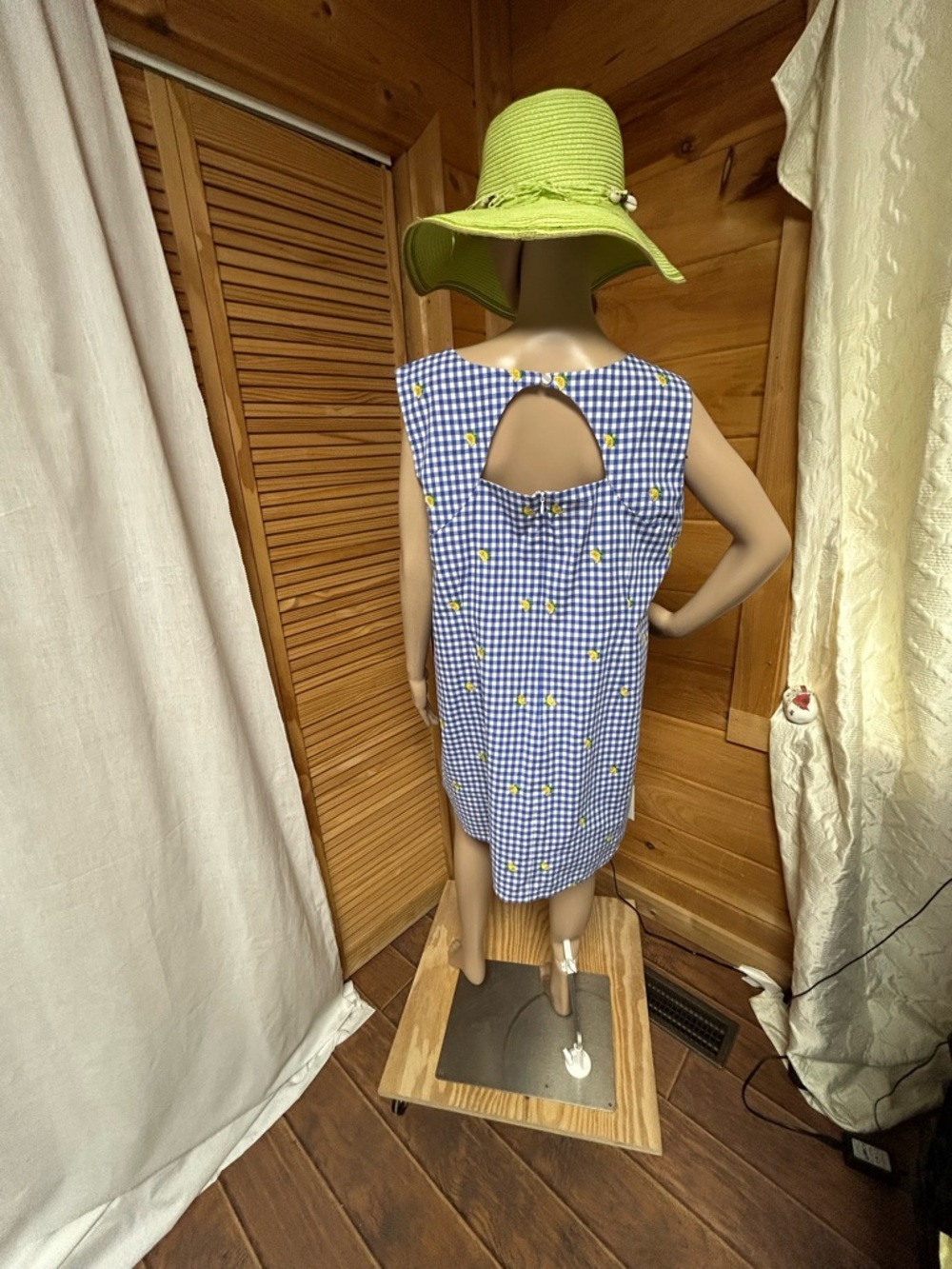 Dress 20WP lined 100% cotton 35” length 24” pit to pit flat blue gingham lemons - Picture 6 of 10